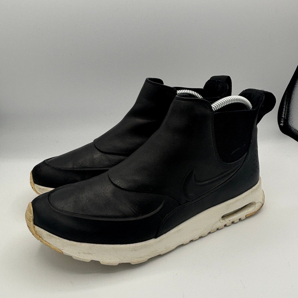 Nike Air Max Thea Mid Women Sz 8 Black Leather Slip On Sneaker Boots